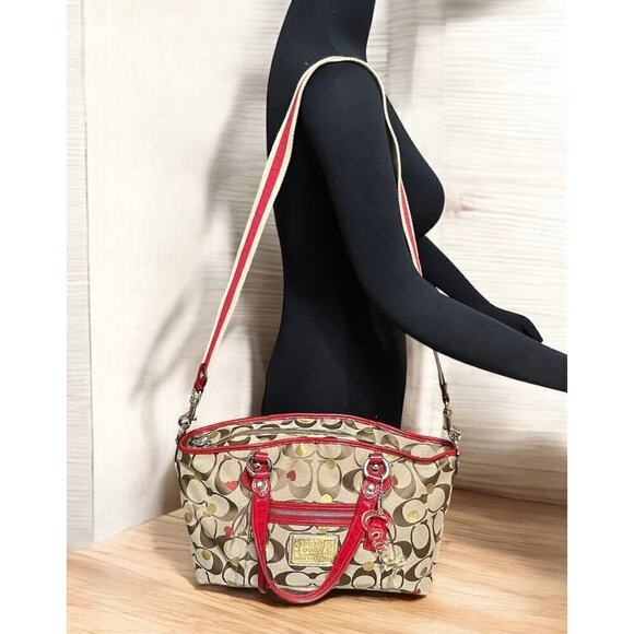 Coach 16295 Poppy Signature Lurex Rocker Secret Admirer Carryall & Wristlet - Picture 11 of 14